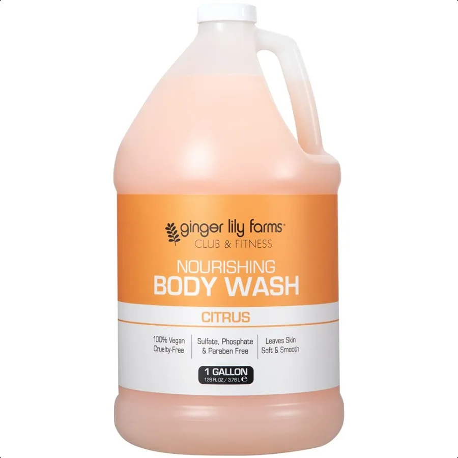 

Ginger Lily Farms Club Fitn Nourishing Body Wash 100 Vegan CrueltyFree Bath Shower Gel for Men and Women Citrus Scent 1 Gallon