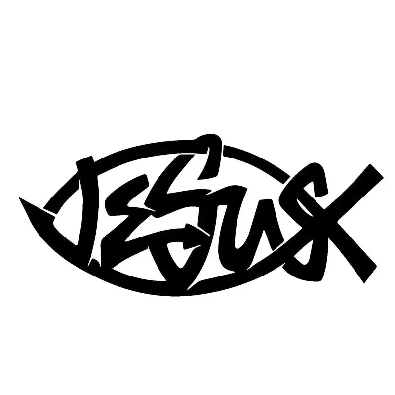 

Diseño creativo de alta calidad Jesus, Fish, Christian God car Decoration, PVC personalizado impermeable, negro / blanco30x14cm