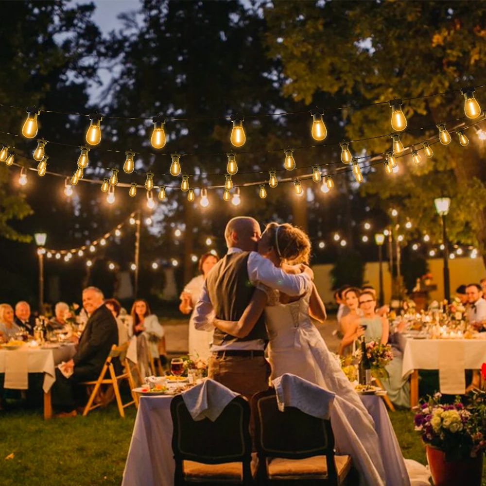 S14 LED Outdoor Light String 10M 15M Festoon Camping Decotive Light Outdoor Patio Fairy String Light For Holiday Garden Backyard