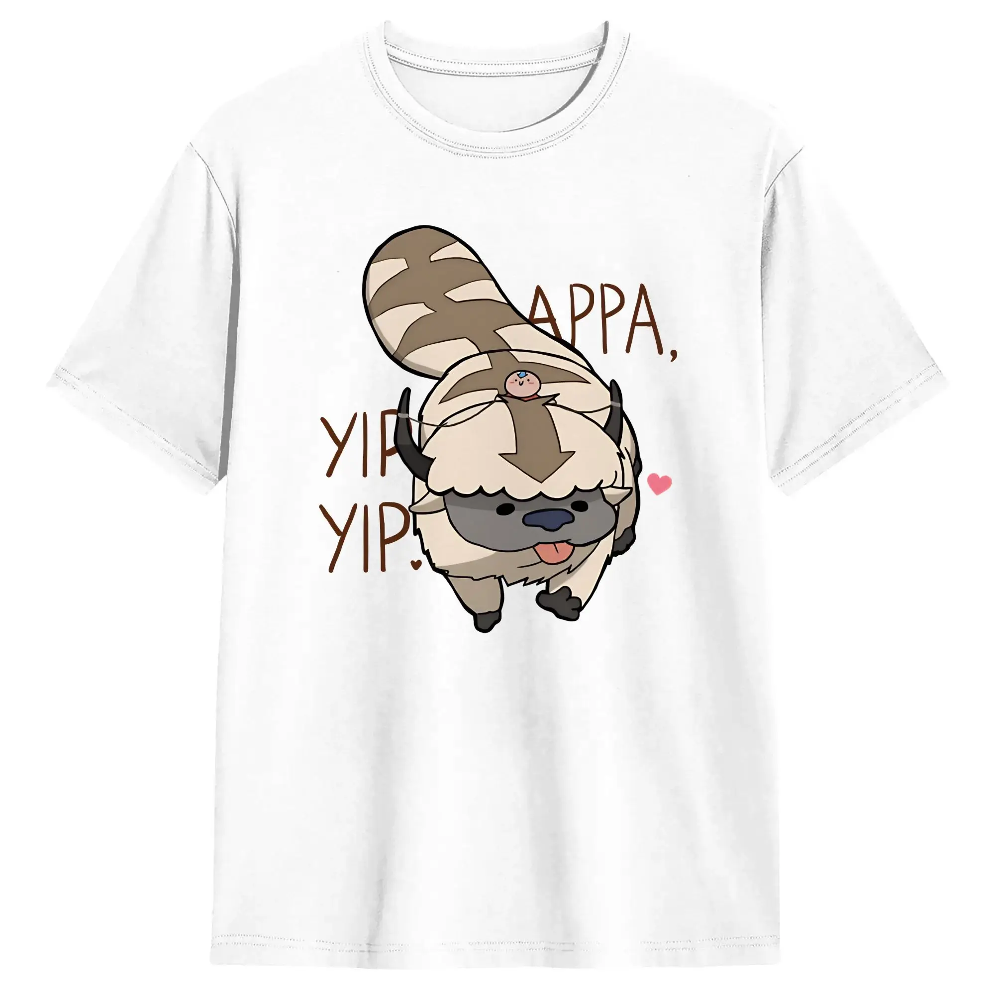 Men's Cute Appa Chibi With Aang Avatars Airbender T Shirts Cotton Tees Summer Retro Short Sleeve T-Shirt O Neck Print Tee Shirt