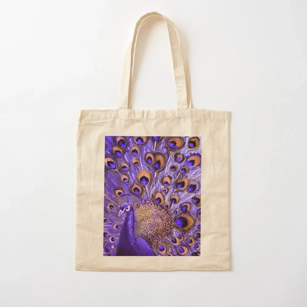 

Blue & Gold Peacock Design Tote Bag shopper bag women canvas bags woman 2025 Tote Bag