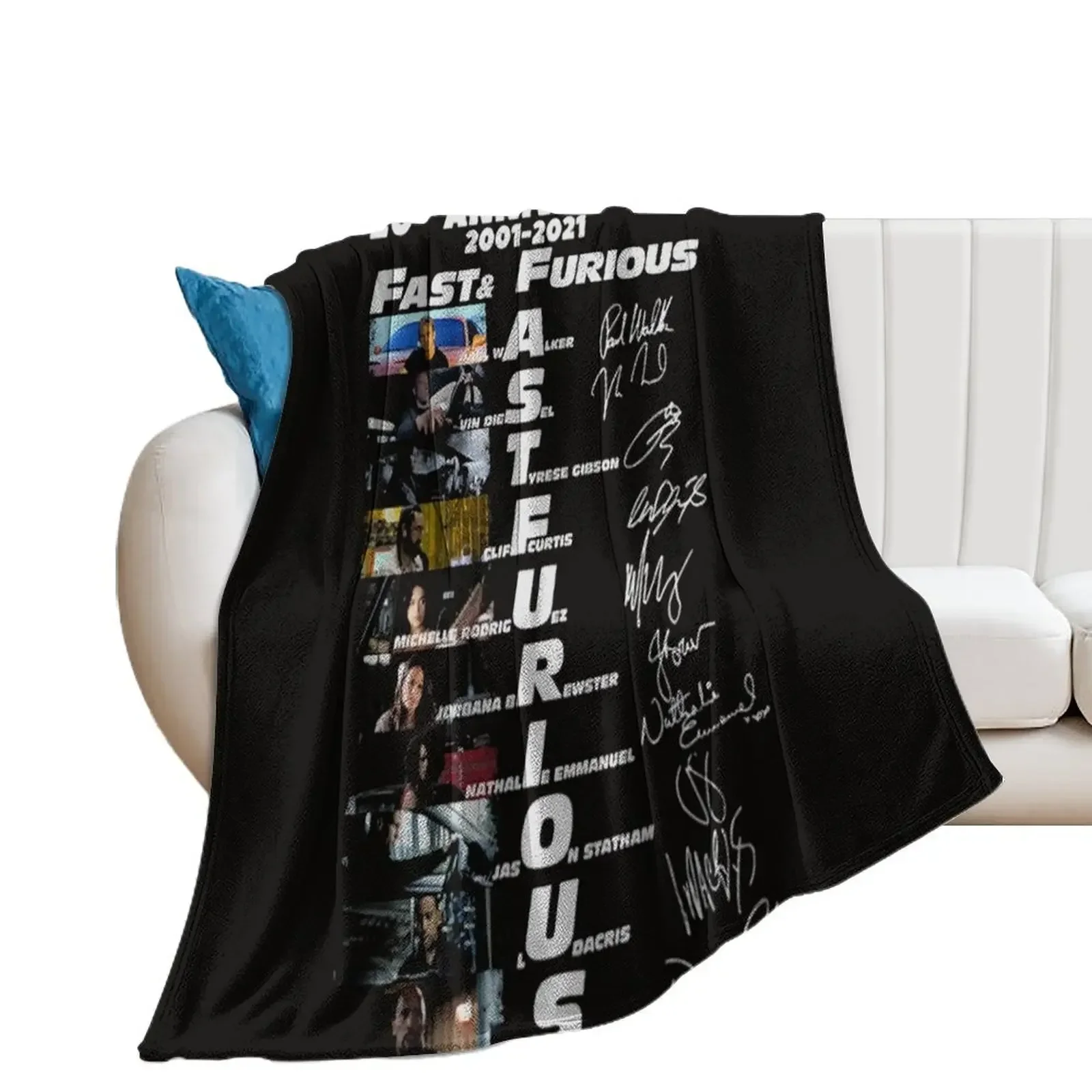 

20th Anniversary 2001 2021 Fast Furious Signatures Classic Throw Blanket Warm Luxury Designer Blankets