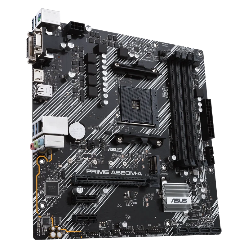 ASUS PRIME A520M-A Motherboard AM4 4*DDR4 128G VGA+DVI+HDMI M-ATX