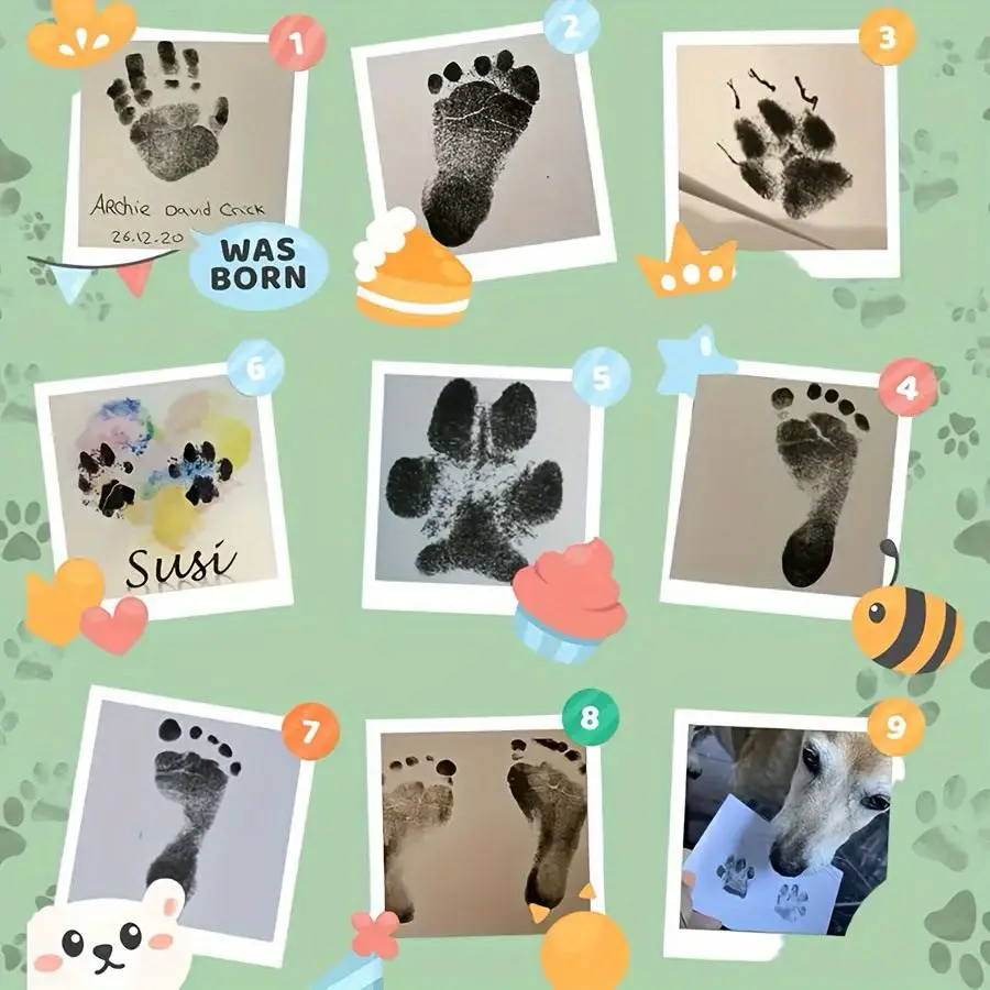 Cat Dog Paw Print Ink Kit Pad Safe Non-toxic Baby Footprints Newborn Shower Handprint Easy Diy Clean Touch Inkless Pet Souvenir