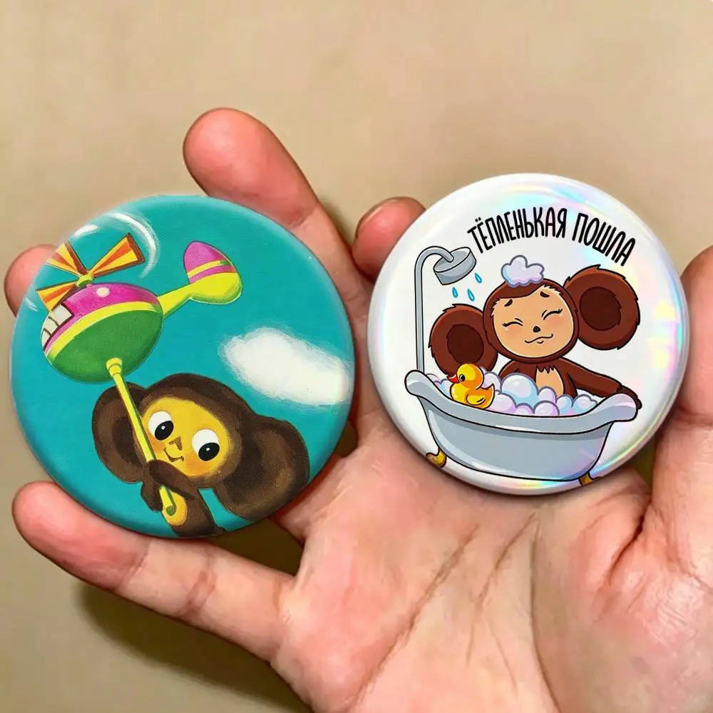 Chibi Style Cheburashka  Badges Creative Tinplate Button PinsBrooch Badge Clothes Backpack