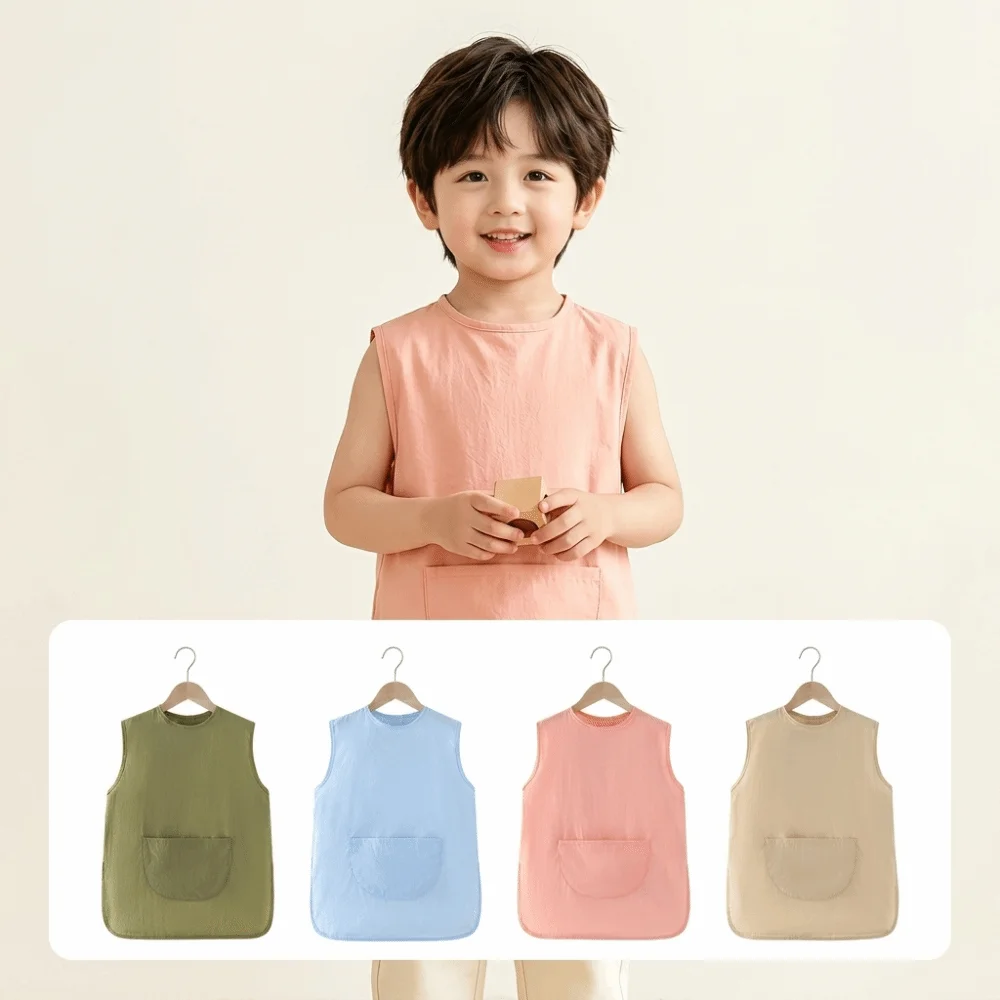 Durable Sleeveless Bib Apron Lightweight Anti-Stain Toddler Smock Waterproof Breathable Feeding Bib Mealtime