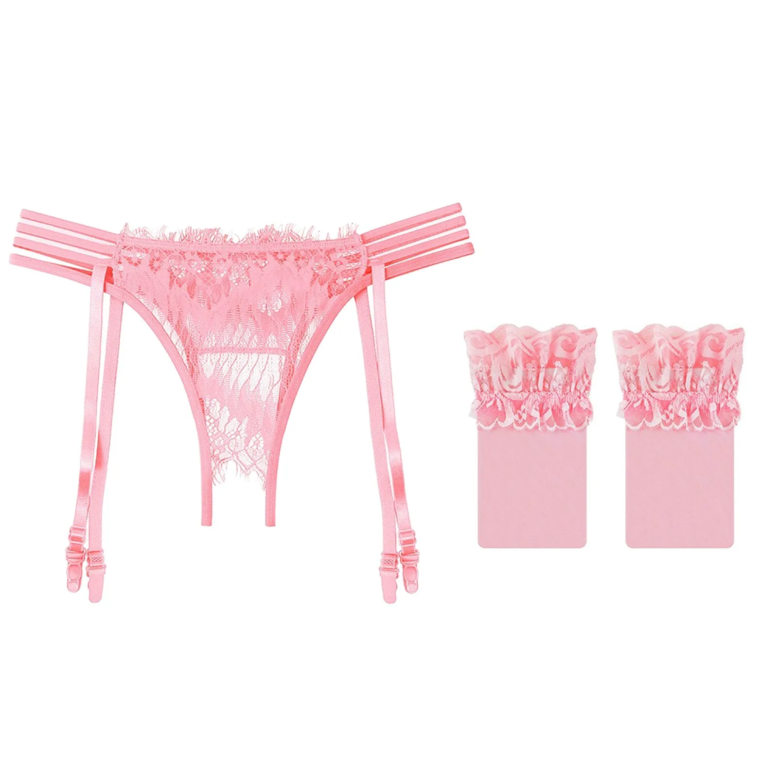 Description Picture 3 of itemsexy Lace Women Thong low Waist transaprent Ladies G-string with leg ring Fashion Erotic Underwear Female Suspender garter brief