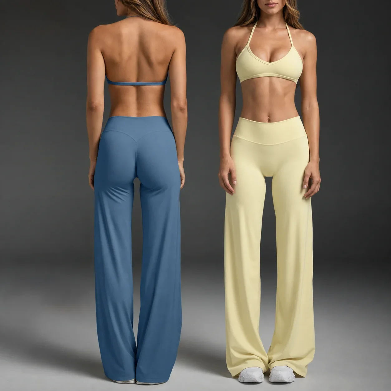 New  Women Summer Halter Sports Bra Set Open Back Push Up Yoga Outfit 2 Piece Gym Workout Bralette Pants Set Sexy Outside Wear