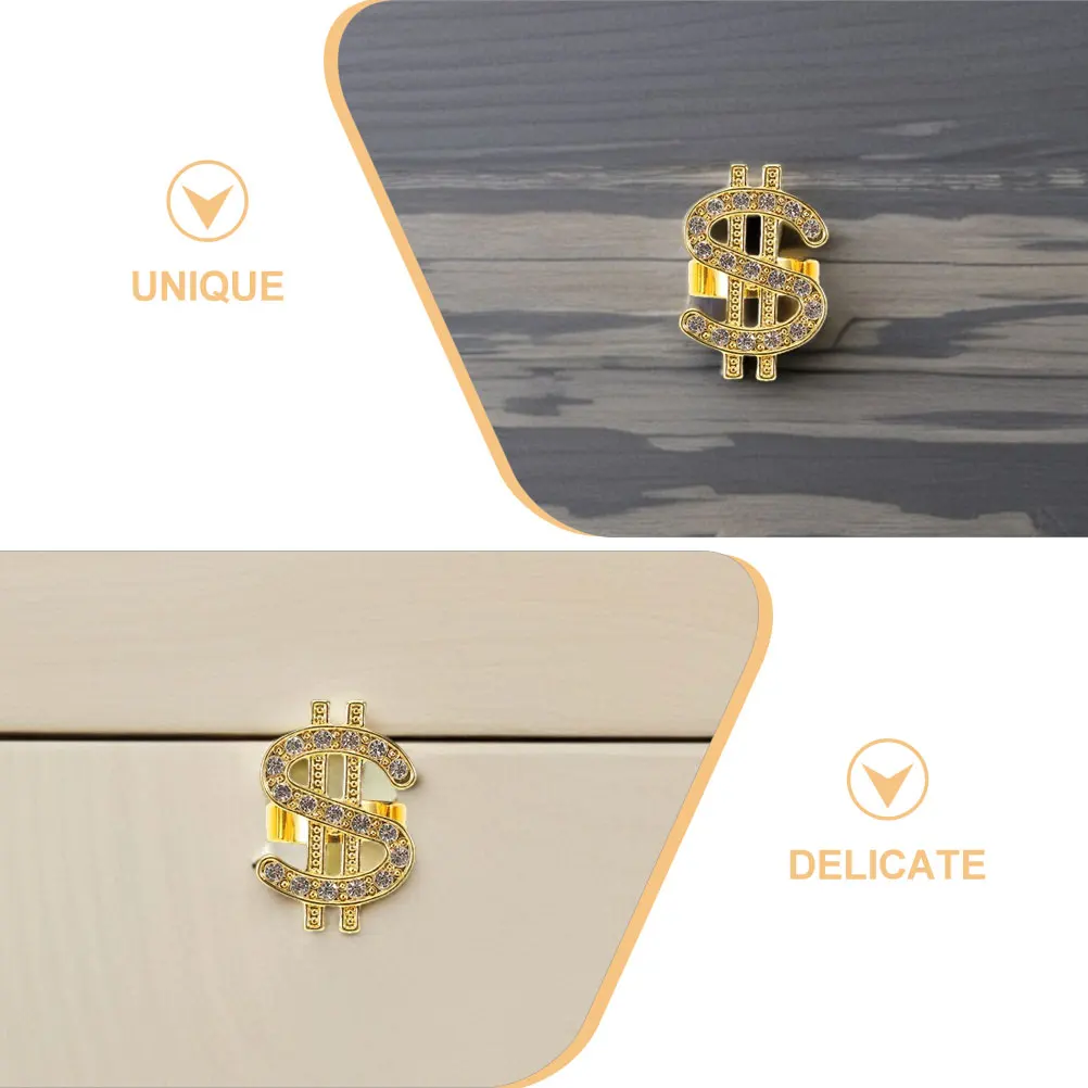 6Pcs Embedded Money Sign Rings Hip Hop Rapper Costume Jewelry Cosplay Party Fancy Dress Statement Statement Ring