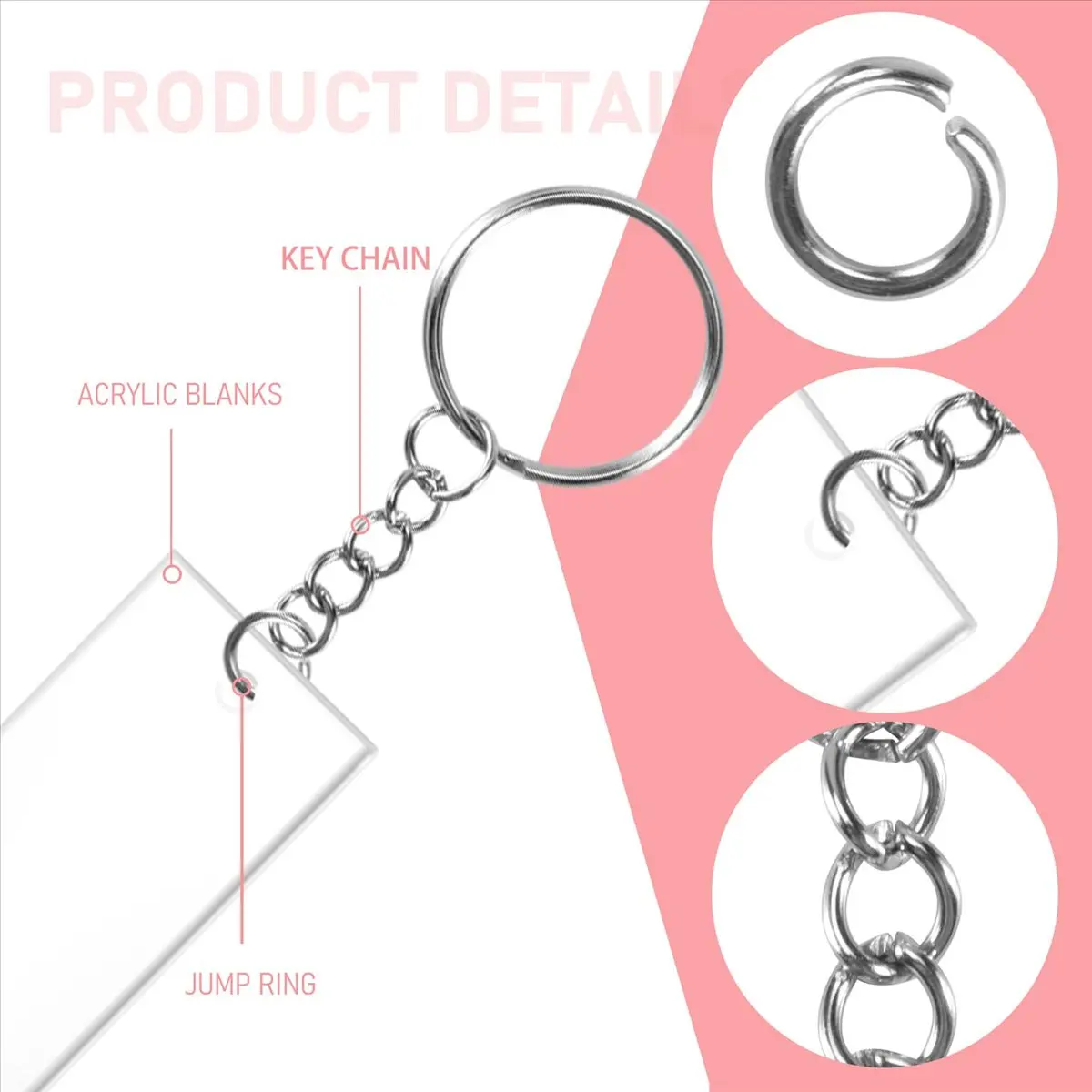 PROFESSIONAL USE-120 Pieces Rectangle Acrylic Key Chain Blank Transparent Acrylic KeyChain Blank
