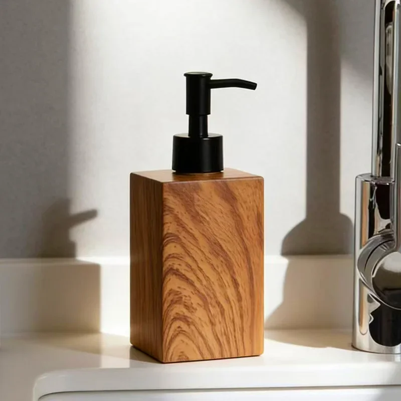 Hotel Hand Sanitizer Refill Bottle Bathroom Accessory Simulated Walnut Grain Press Lotion Bottle Shampoo Refill Empty Bottle