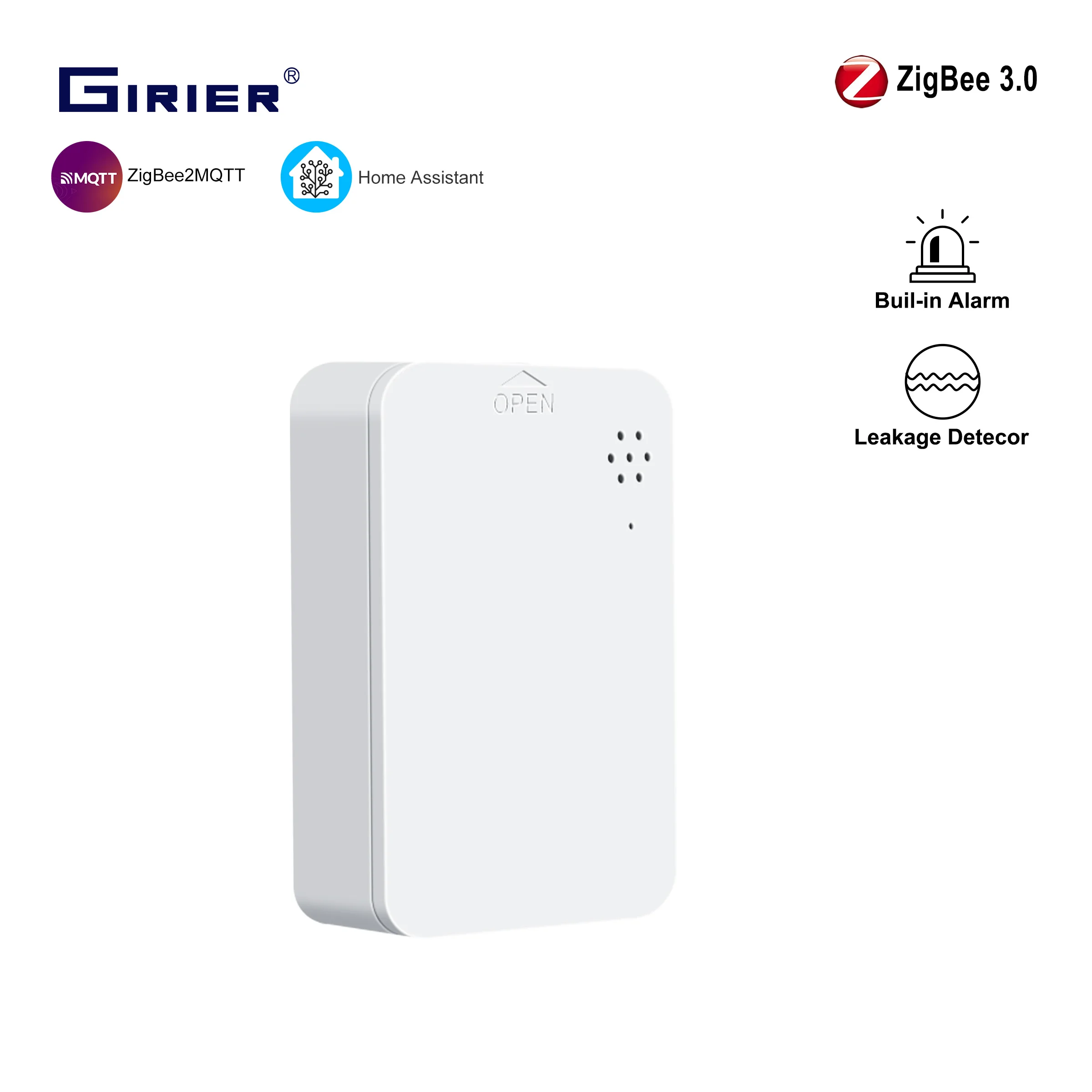 

GIRIER умный датчик утечки воды ZigBee 3,0 детектор утечки встроенная умная сирена сигнализация для домашней безопасности поддерживает домашний помощник