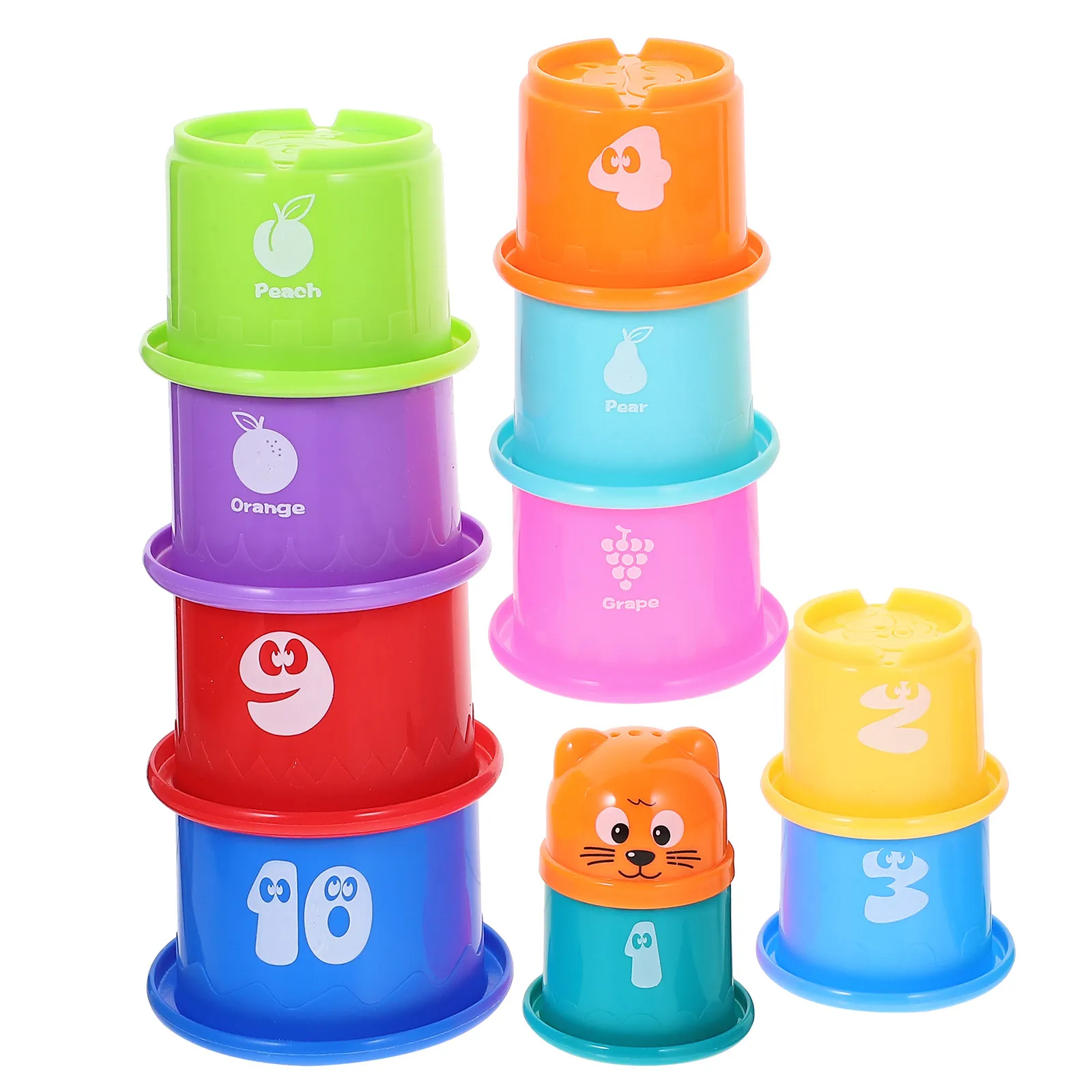 11Pcs Kids Stackable Nesting Cups Educational Early Learning Preschool Toddler Bathing Training Game Parent Child Interactive