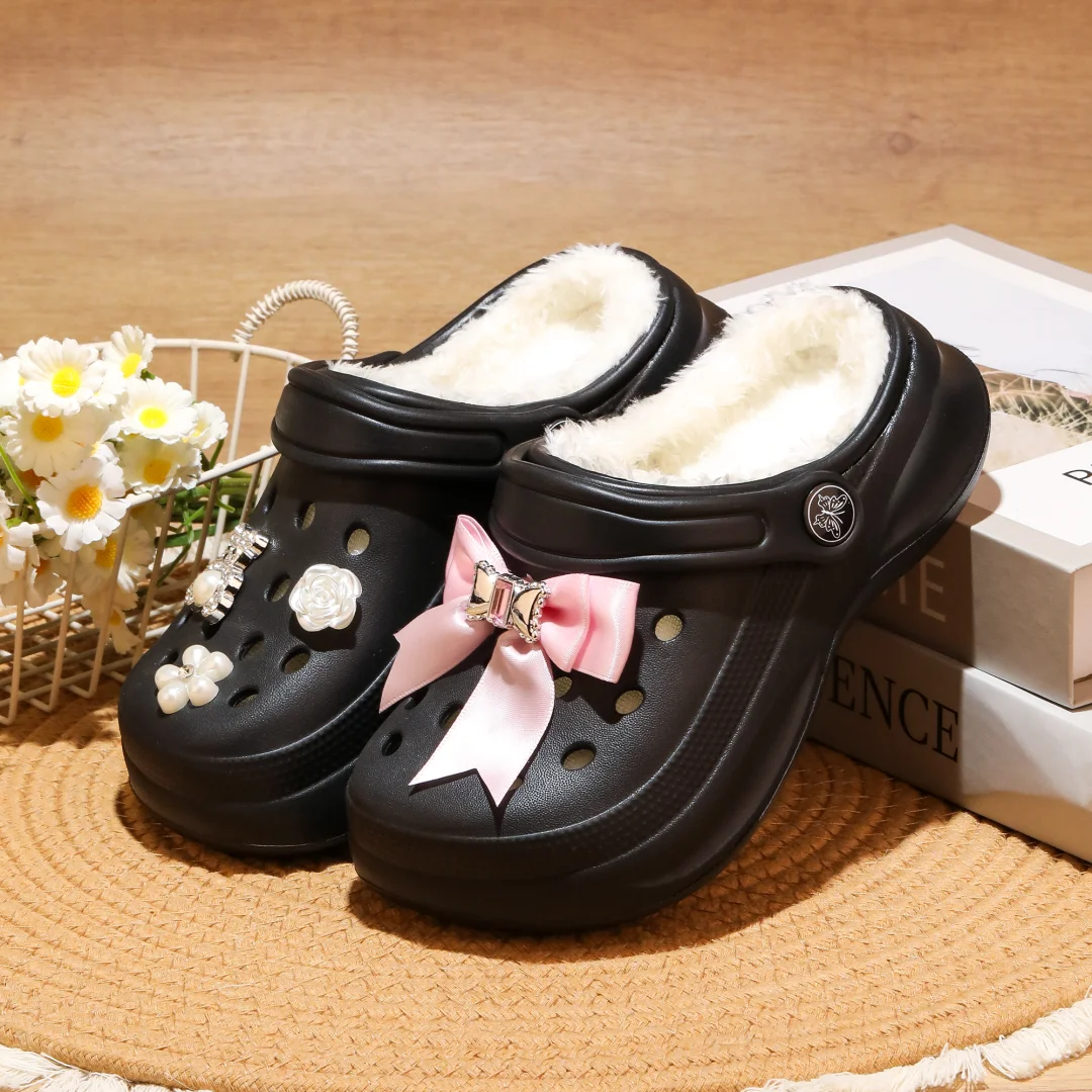 Kinder-Clogs und -Mules mit Fellfutter, leichte Garten-Schuhe mit Baumwollfutter, warme Hausschuhe für Jungen, Mädchen und Kleinkinder, 168. – Detail 15