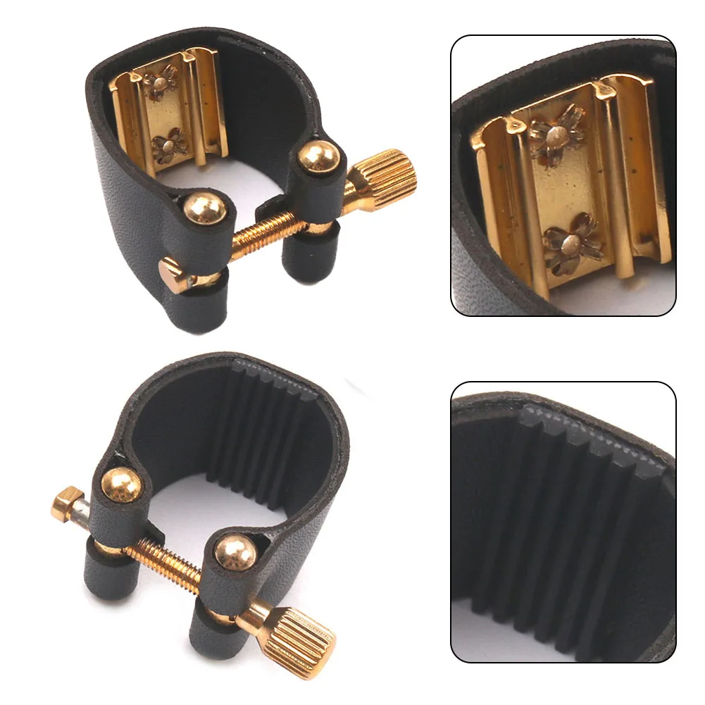 Saxophone Mouthpiece Leather Fastener Plain Weave Leather Pad/copper Sheet Clamp For Sax Metal Laminated Wood Flute Head Parts