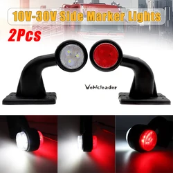2Pcs LED Clearance Elbow Rubber Light Trailer Truck Position Parking Outline 12V 24V Side Marker Lights White Red Rear Lamps