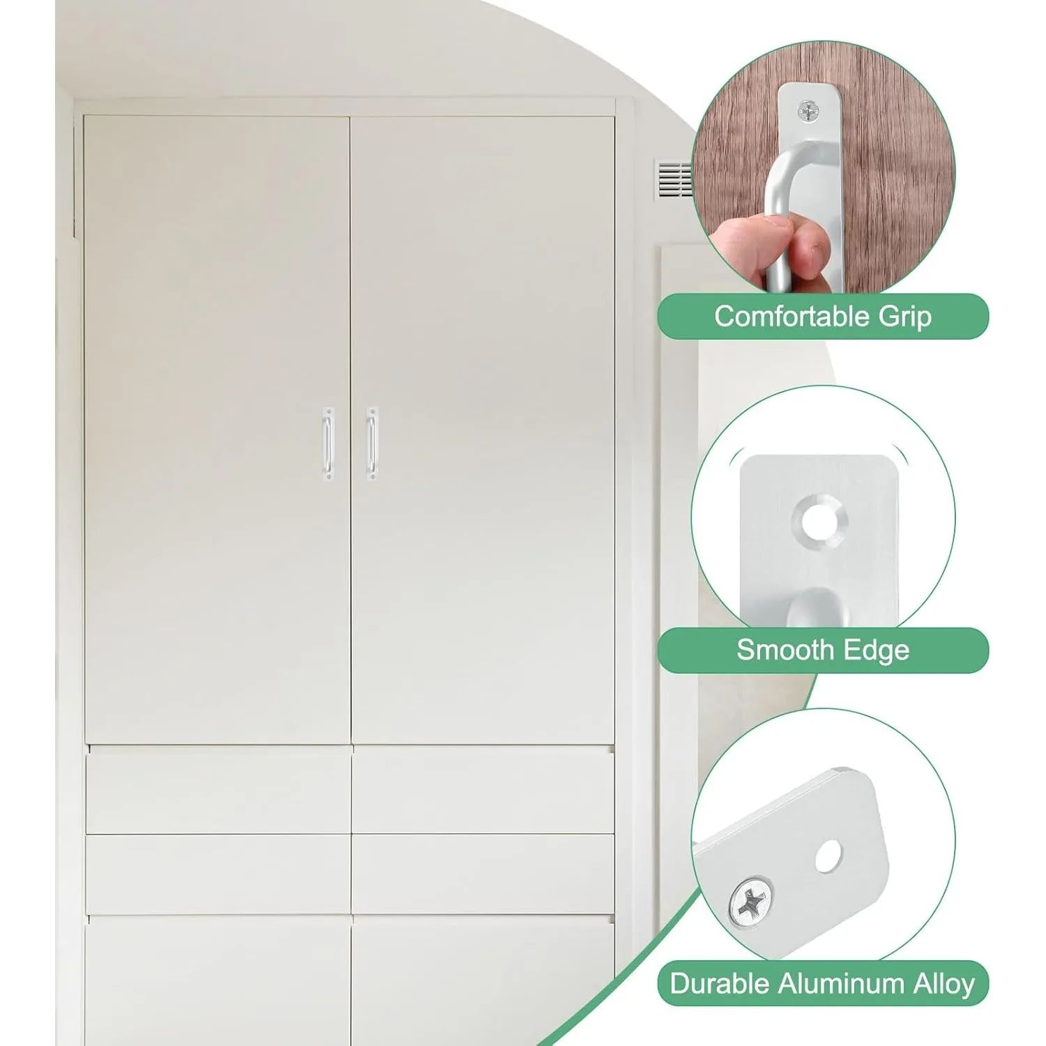 Sliding Barn Door Handle, Aluminium Alloy Cabinet Door Handle Hardware for Wardrobe Cupboard Closet Garage Shed with Screws