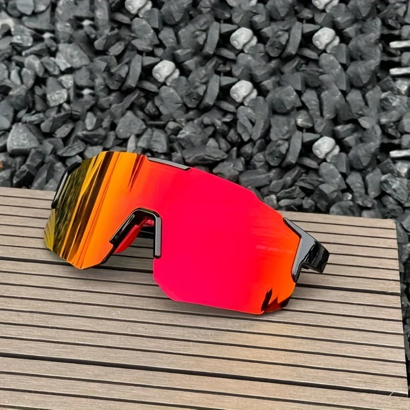 Lunettes à grande monture pour hommes, Design intégré, lentille jaune vif Orange et monture noire, adaptées à un usage quotidien