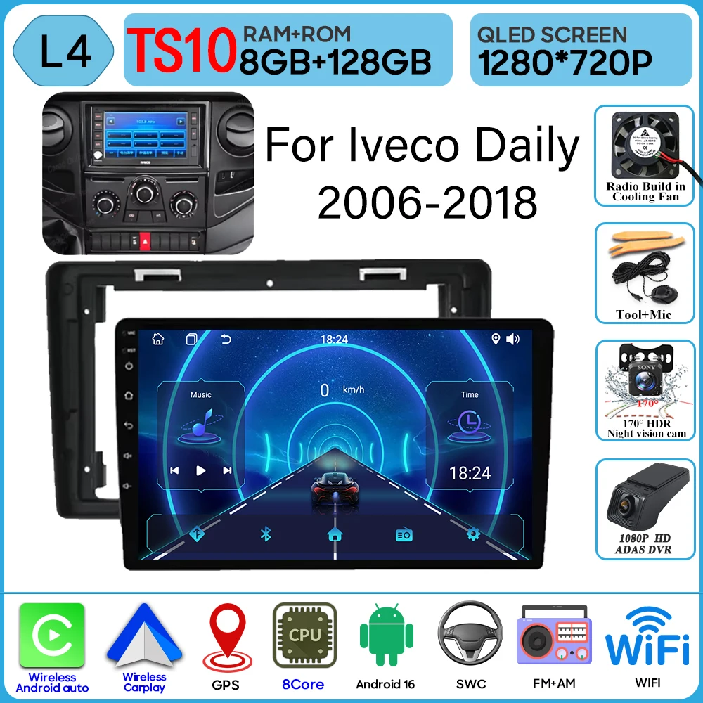 Android 16 Carplay Voor Iveco Daily 2006-2018 Video Autoradio GPS Navigatie Auto Monitor Autoradio Geen 2din Scherm GPS DVD Video