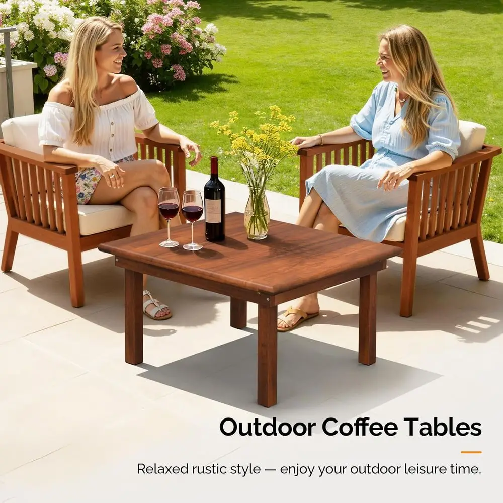 Outdoor olding Coee Table, Natural lar Wood Patio Coee Table, No Assembly Required, Ideal or Balcony, Porch, and Living Room, Sq