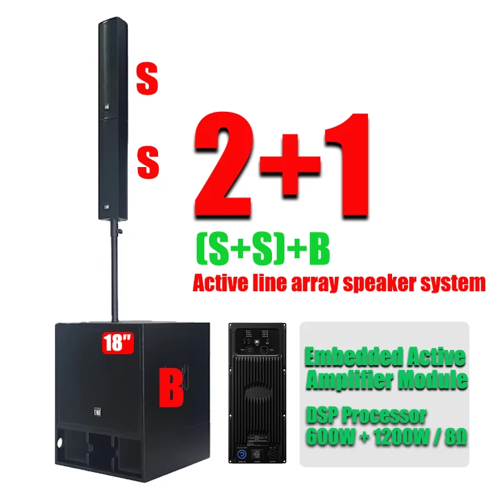 New Convenient Wheel Design 18 Inch Professional Speakers Dsp Outdoor Indoor Dj Stage Active Array Column Speaker Pa System