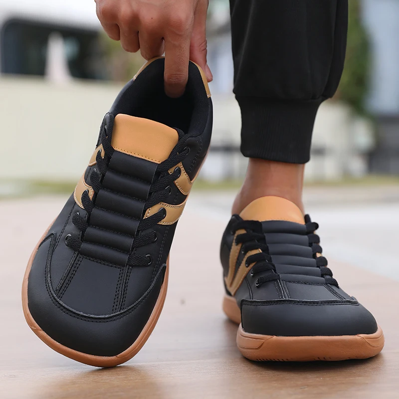 Flat Bottomed Barefoot Shoes for Men and Women Wide Toe Ankle Boots Outdoor Anti Slip Synthetic Leather Shoes Spring and Autumn