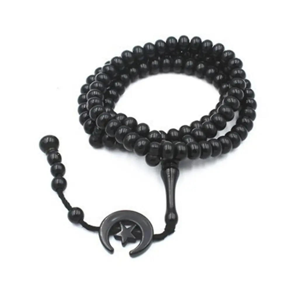 Eid Gifts Ramadan Muslim Prayer Beads Moon Star 99 Islamic Praise Beads with Tassel Handheld Arab String Beads Islam Party Decor