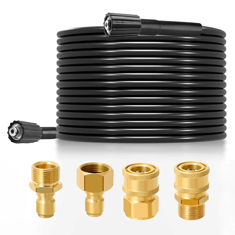 Pressure Washer Hose M22-14mm Connection Replacement Hose With 4 Adapters M22-14mm to 3/8 Quick Connect for Gun, Hose and Pump