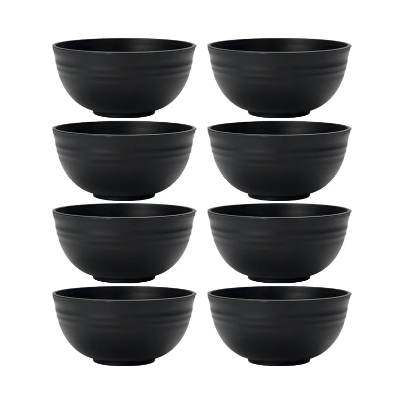 4/6/8pcs Black serving bowl Reusable plastic cutlery for dessert snacks Portable portable camping picnic serving bowls