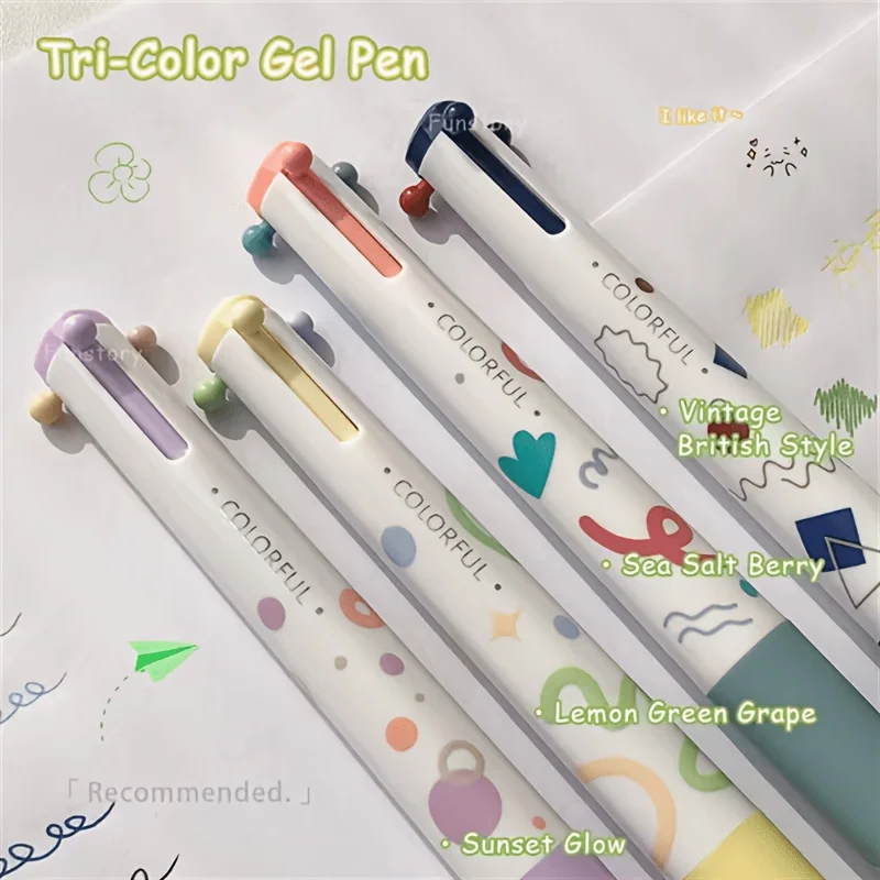 

2-Pack of Multi-Color Gel Pens with Random Colors, 0.5mm Simple 3-Color Pens, Marker Pens for Journaling, Triangular Barrel Drawing Pens, Three-Color In-One Multifunctional Note-Taking Pens, Office and Study Supplies, Vintage Style Office Signature Writin