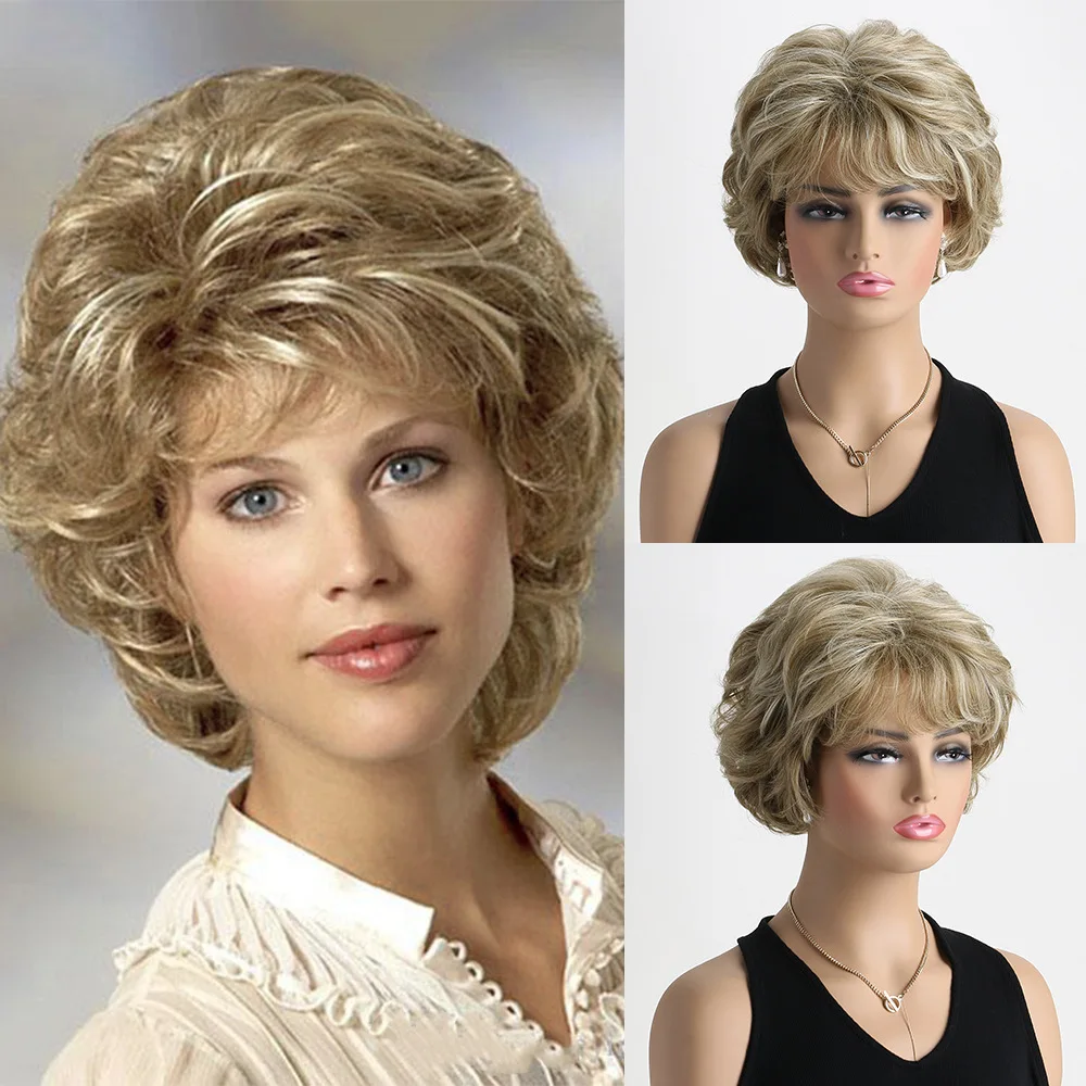 

Short Wavy Synthetic Wig for Women Fluffy Curly Hair Natural Look Fashion Party Daily Cosplay Style Hairpiece