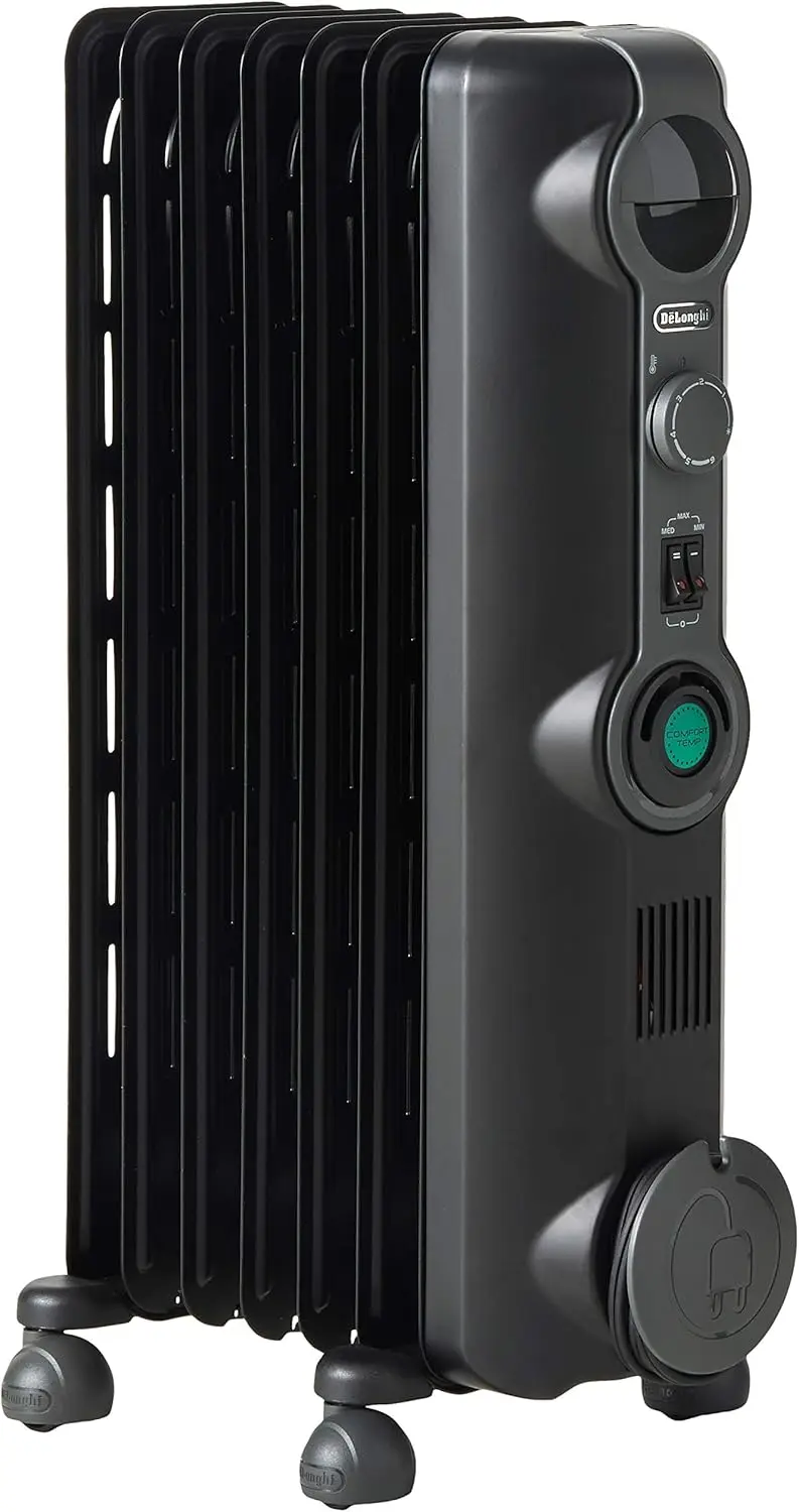 Oil filled Radiator Heater, 1500W Electric Space Heater for indoor use, quiet portable room heater, 1500W, Energy Savin