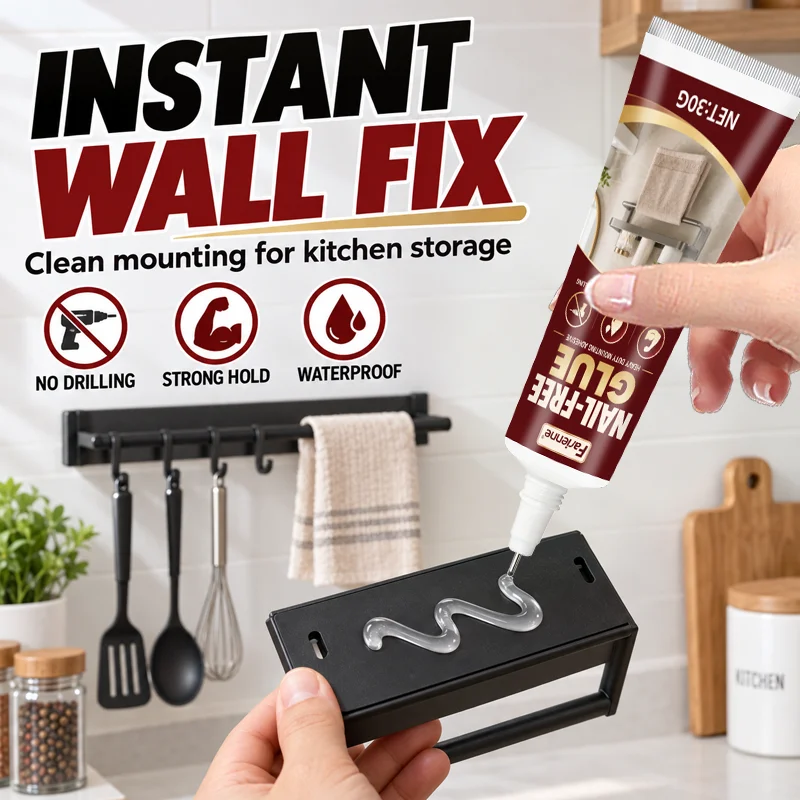 KJM Instant Wall Fix Strong Adhesive No Drill Mounting Glue Waterproof No Nail Contact Adhesive For Bathroom Kitchen Home Repair