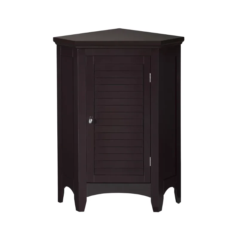 

Wooden Corner Floor Cabinet with Shutter Door Dark Brown 24.75" X 17" X 32" Narrow Cabinet Toilet