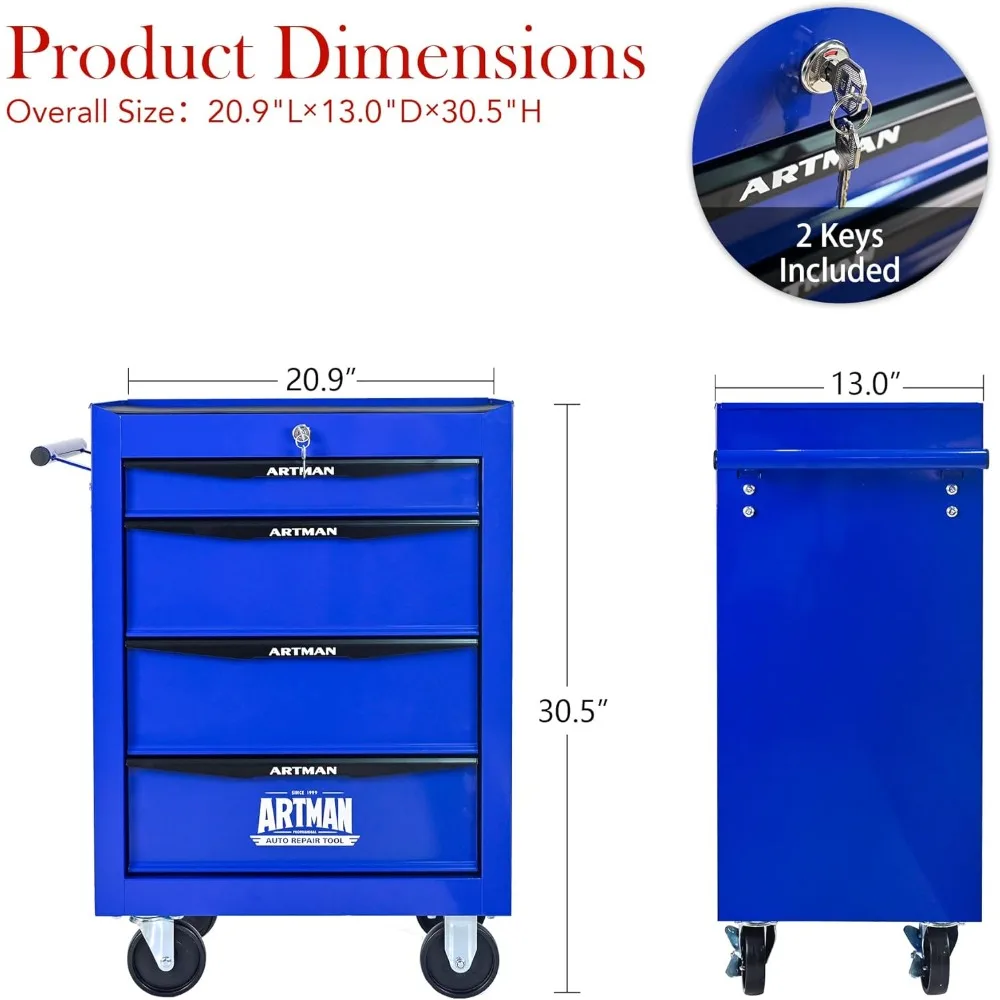 Carrello portautensili multiuso con 4 cassetti, cassapanca resistente su ruote, carrello portautensili industriale per Warehou