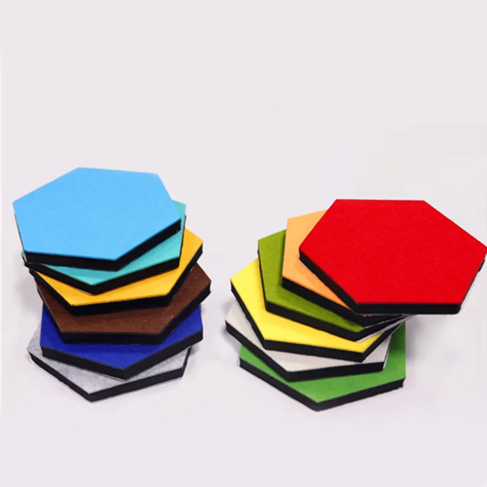 10Pcs 다채로운 육각형 펠트 보드 벽 패널 스티커 게시판 홈 오피스 키 홀더 메모 디스플레이 타일 장식