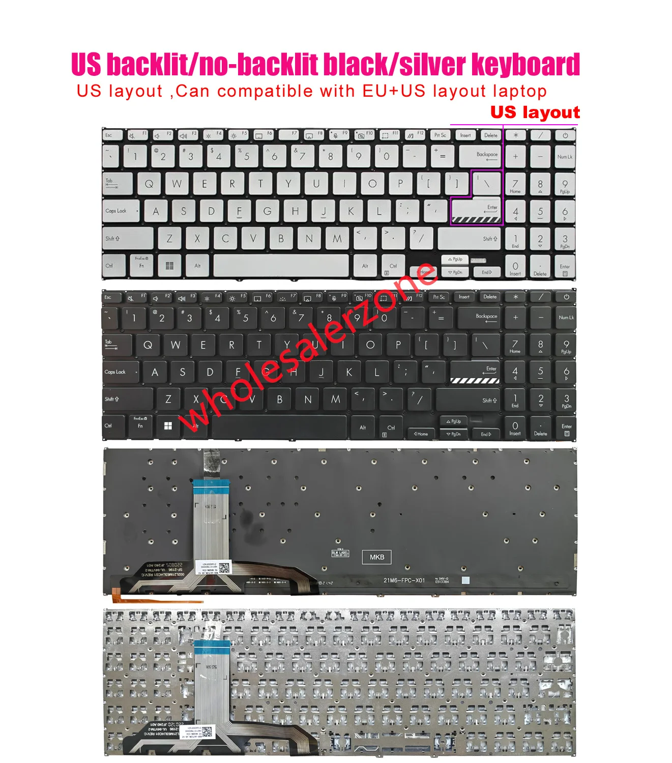 

New Keyboard For Asus VivoBook D1502 D1503 F1502 F1504 F1505 F1603 M1502 M1503 M1505 M1603 M1605 series laptop US layout