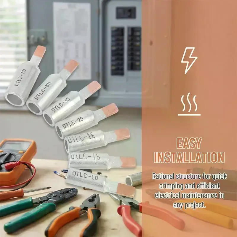 5Pcs DTLC-10/16/25/35/50/70 Electrical Cable Wire Tubular Lug Screw Connection Connector Copper-AL Cord Spade Pin Crimp Terminal
