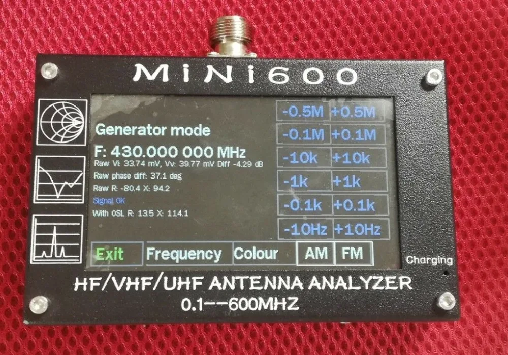 

Latest version UV + HF Mini600 4.3" Touch LCD 0.1-600MHz HF/VHF/UHF ANT SWR Antenna Analyzer Meter + Rechargeable batery