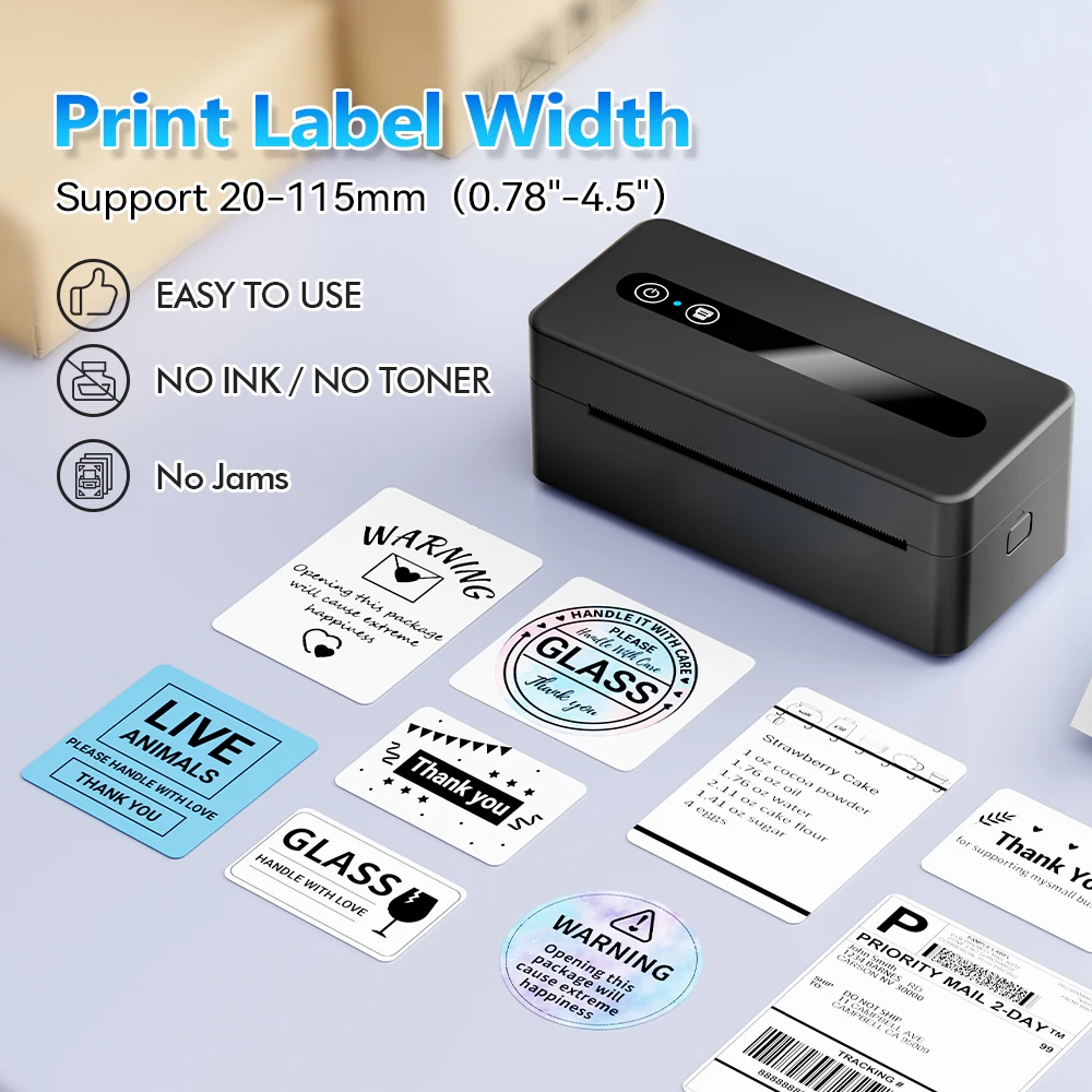 2025 جديد 2411BT 4x6 طابعة ملصقات حرارية بلوتوث لاسلكية لشحن الأعمال الصغيرة، متعددة OS ومنصة متوافقة