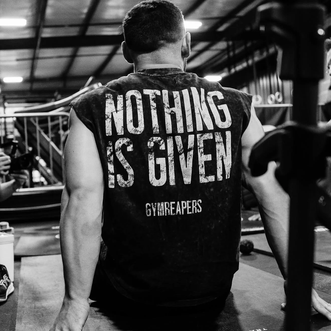 

Men's Vintage Washed Gym Tank Tops "Nothing Is Given" Print Casual Sleeveless T-Shirts for Bodybuilding Loose Fit Workout Vest