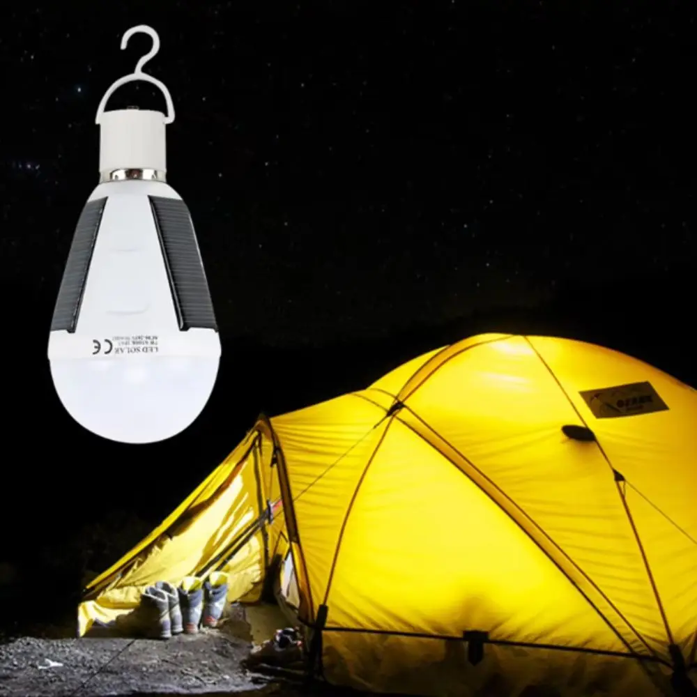 New Flicker-Free Rechargeable LED Bulb 12W 7W Solar LED Camping Light Portable Solar Charging Emergency Light Bulb Camping