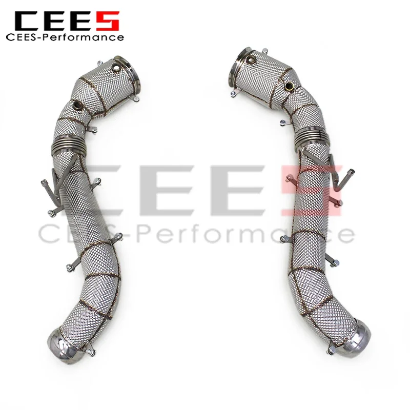 cees Exhaust Header Stainless Steel for Mclaren 600LT Spider/Coupe 3.8T 2018-2019 Downpipe with Heat Shield Exhaust Pipe System