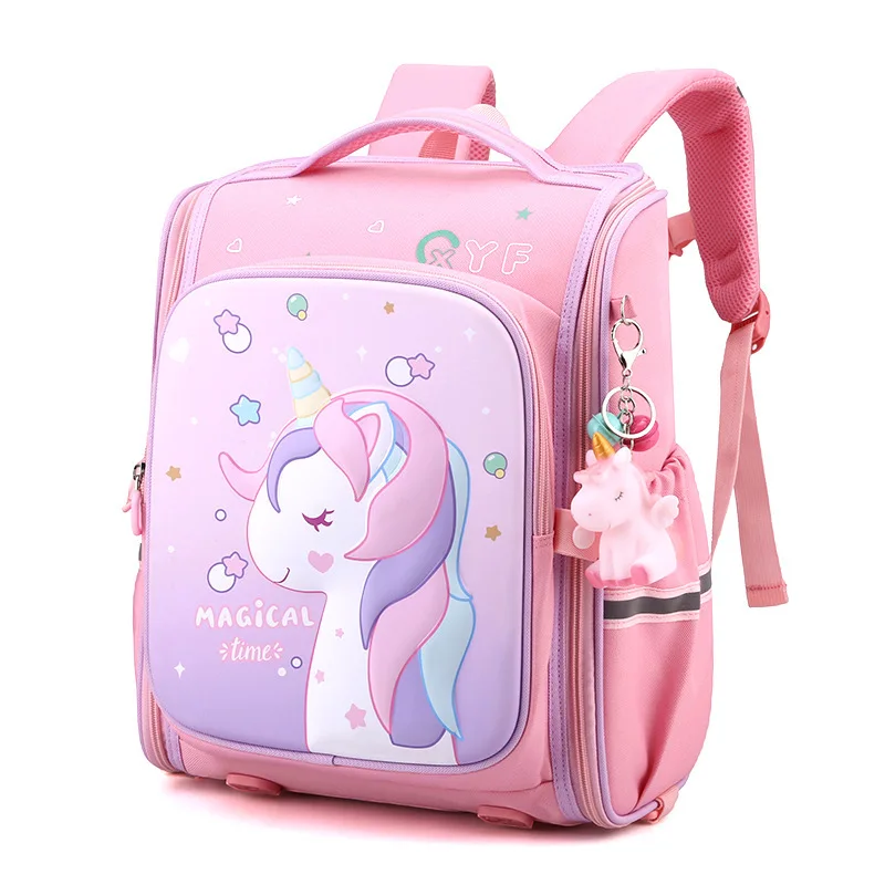 Cute Unicorn Backpack  2026 New Large Capacity Nylon Lightweight Waterproof School Bookbag with Pendant for Primary Students