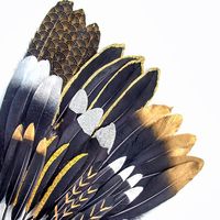 Hard Stick Natural Goose Feathers for Needlework Dream Catcher Black Gold Feather Crafts Jewelry Accessories Diy Decor Plumas