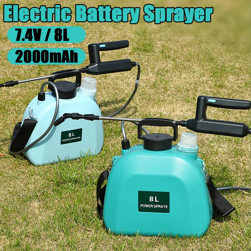 

New 8L Gardens Electric Sprayer 7.4V 2000mAh Battery Sprayer With 3 Nozzles Shoulder Automatic Atomization Watering Flowers Tool