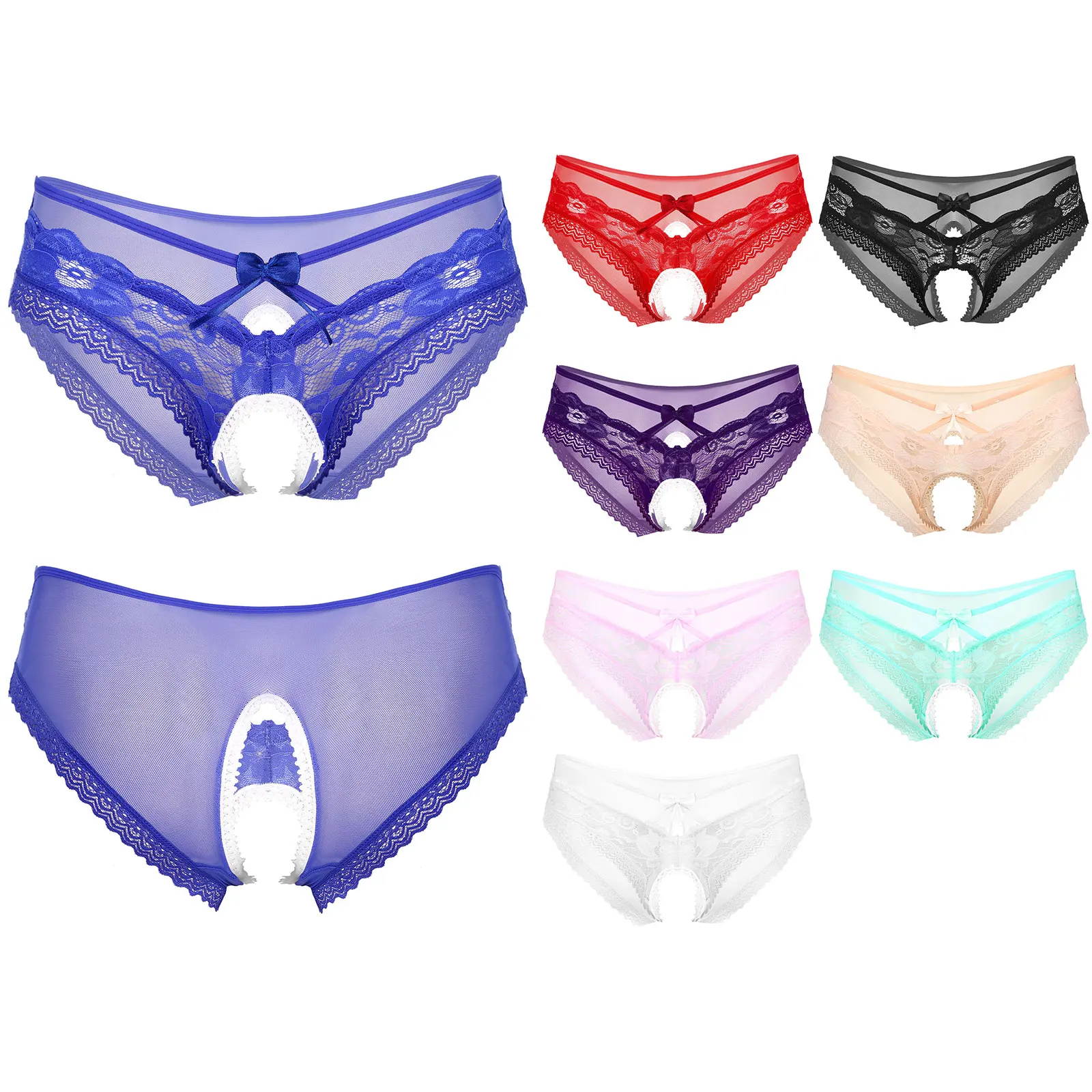 

Mens See-Through Mesh Underpants Sissy Panties Briefs Sexy Sheer Lace Crotchless Underwear Low Rise Open But Jockstrap Bikini