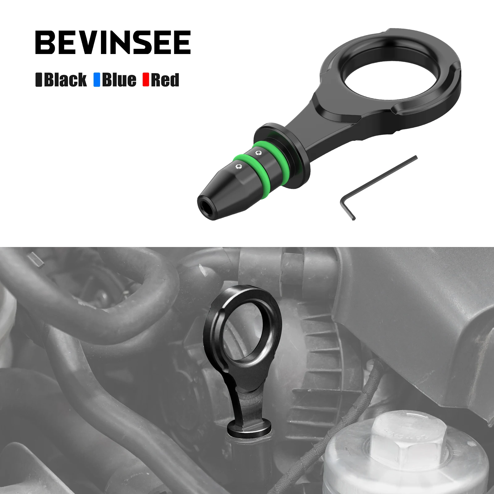 

BEVINSEE Oil Dipstick Handle 06K-115-611-AB for Audi A3 S3 A1 TT Q3, for VW for Golf 7/7.5/8 GTI R, for EA888 Gen3 1.8/2.0L