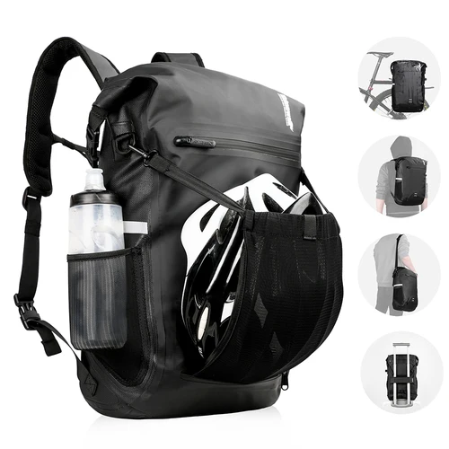 Imagen 2 del producto Rhinowalk-Bolsa de alforja para bicicleta, bolsa para maletero totalmente impermeable de 22L, capacidad trasera, estante trasero multifuncional, bolso de hombro para ciclismo