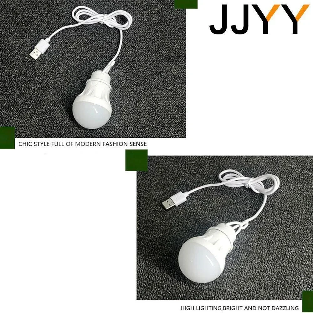 JJYY 100/240CM bombilla USB LED luz de Camping portátil Mini bombilla 5V luz de libro de energía con botón de interruptor